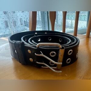 Black Grommet Leather Belt - Unisex